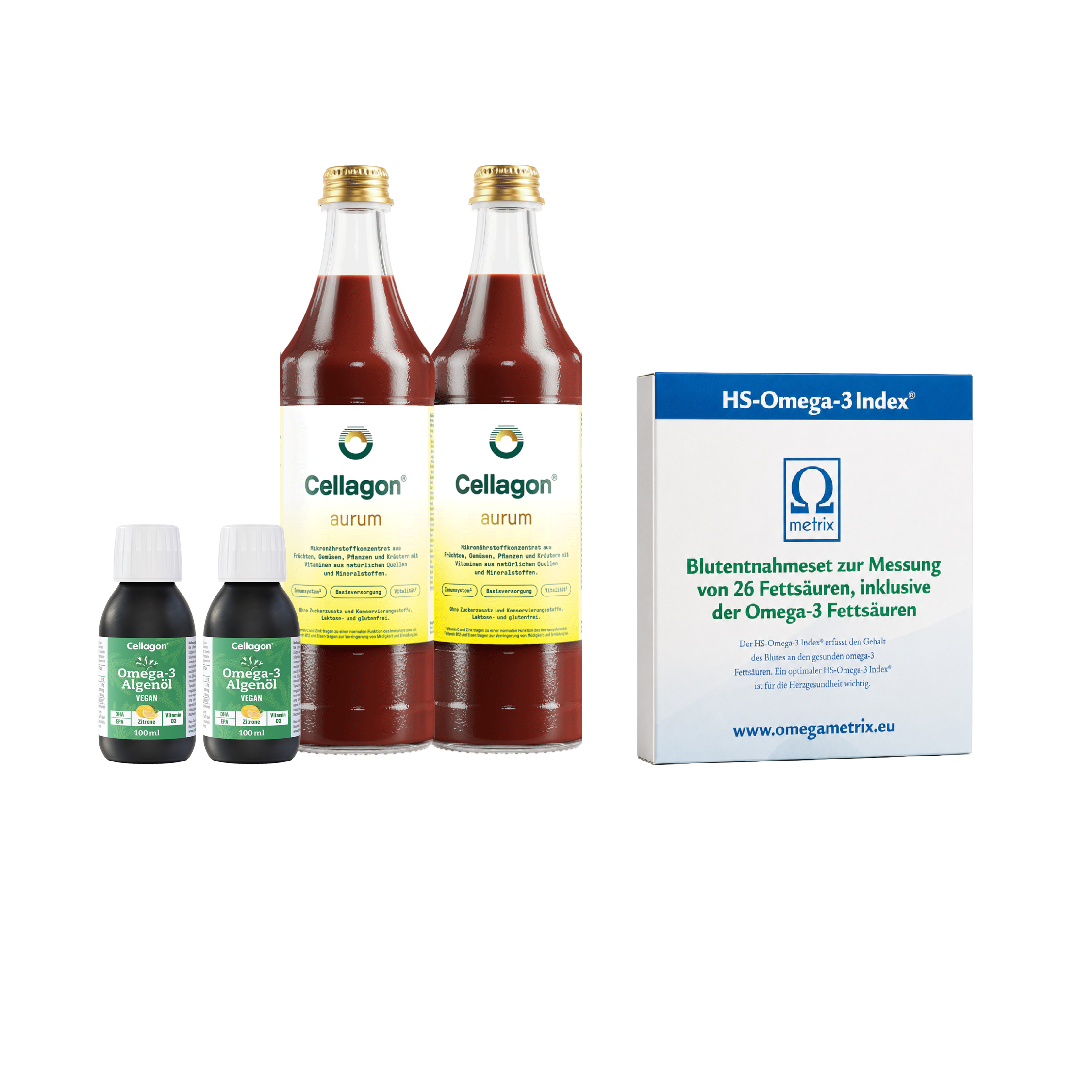2er Set Cellagon Omega-3 Algenöl Zitrone + 2er Set Cellagon aurum mit Test