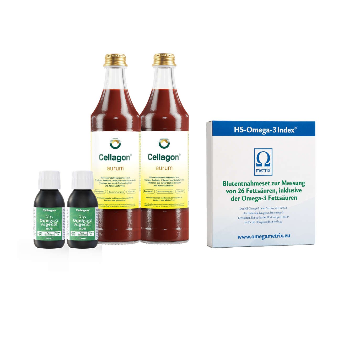 2er Set Cellagon Omega-3 Algenöl Pur + 2er Set Cellagon aurum mit Test