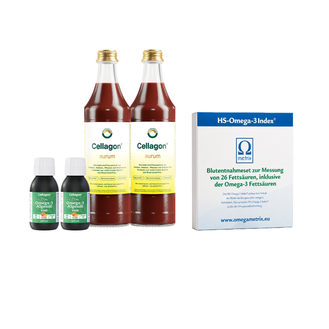 2er Set Cellagon Omega-3 Algenöl Orange + 2er Set Cellagon aurum mit Test
